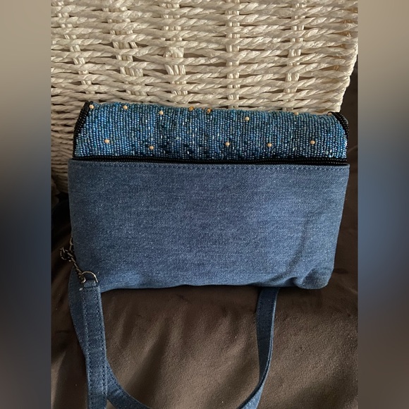 MARY FRANCES Queen Flamingo Embellished Denim Novelty Handbag - Picture 6 of 15